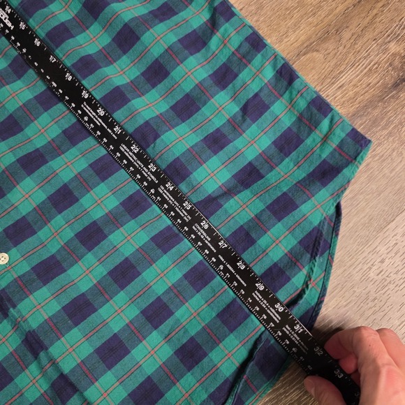Lauren Ralph Lauren Mens XL Green Navy Plaid Cotton Button Down Crest Shirt 214 - Picture 2 of 7